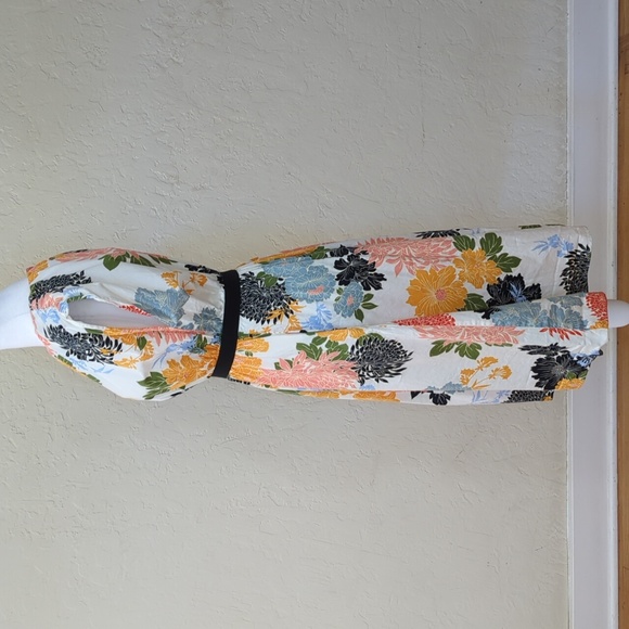 Zara Basic Collection Floral Print Elastic Waist Cap Sleeve Midi Dress Size XS - Picture 7 of 11